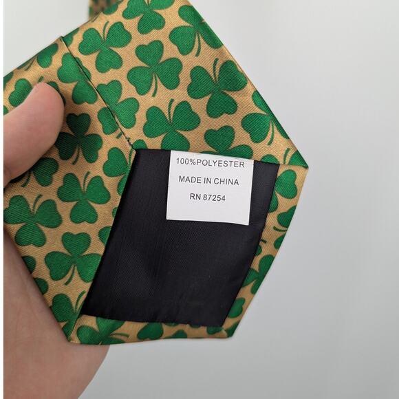 Fun & Festive Green and Gold Clover Themed St. Paddy's Day Tie St Patrick's Day - Picture 4 of 4